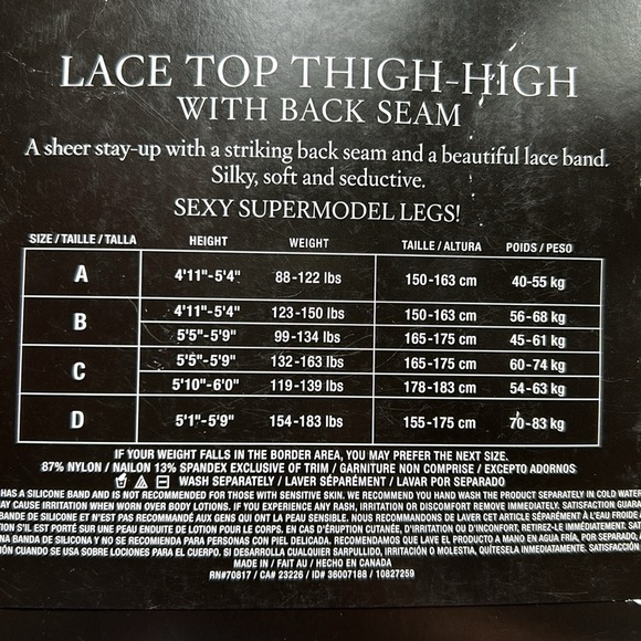 Victorias Secret New in Package thigh high stockings size C - Picture 3 of 4